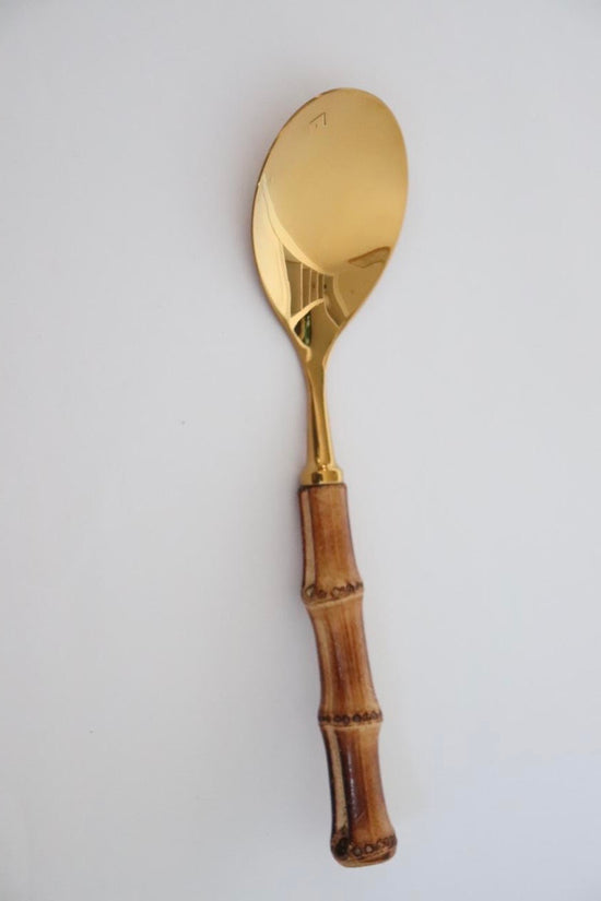 Serving Spoon - bamboo and golden