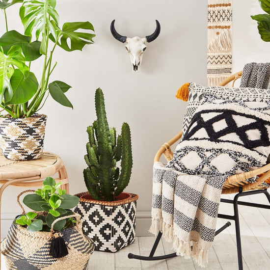 Black Tribal Tassel Basket