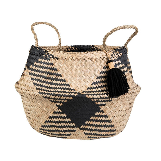 Black Tribal Tassel Basket