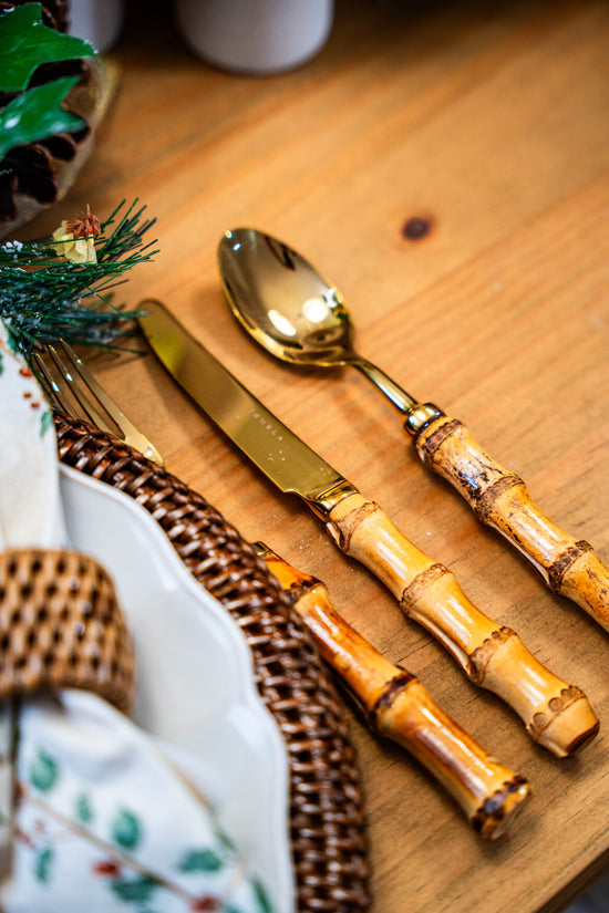 Dinner Cutlery - Bamboo and golden