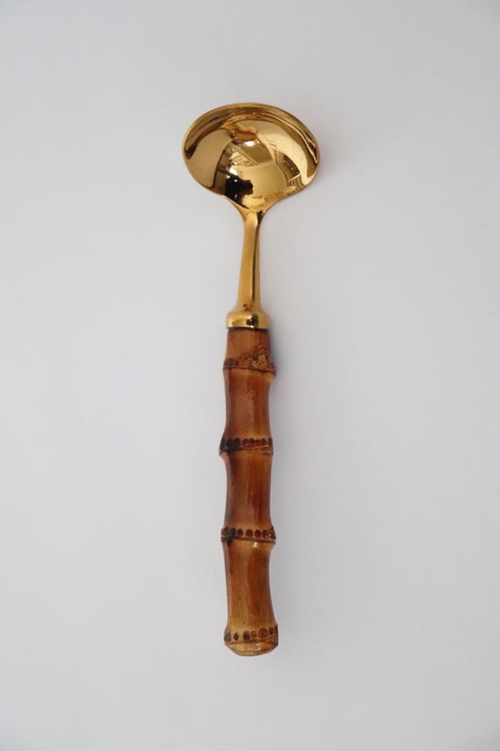 Serving Spoon - bamboo and golden