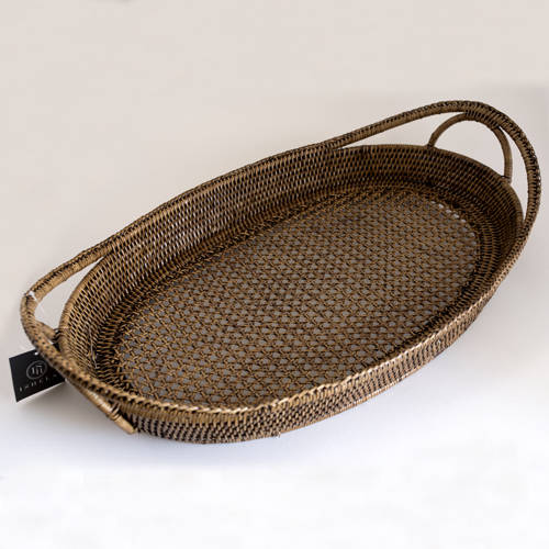 Emme Oval Tray in Rattan