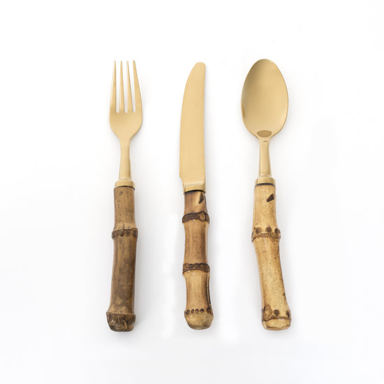 Dinner Cutlery - Bamboo and golden