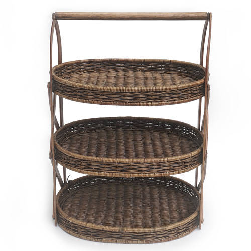 Support with 3 trays - Rattan