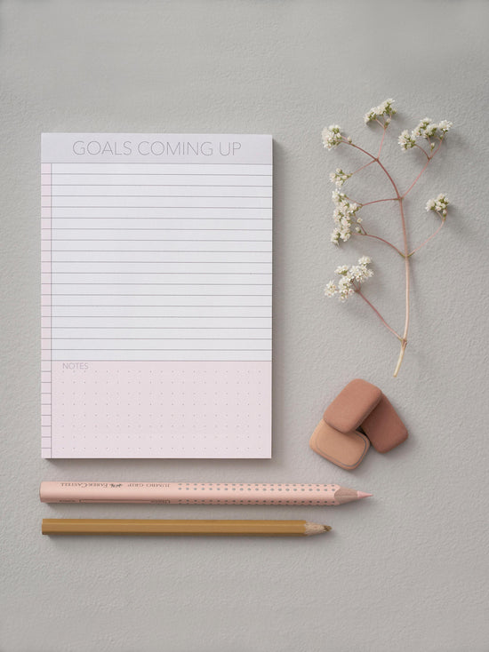 Pink Notepad - GOALS COMING UP