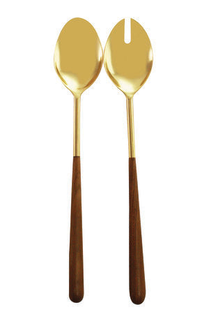 Serving Cutlery in Wood - Gold