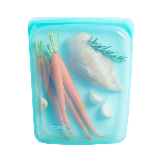 Bolsa stasher com alimentos